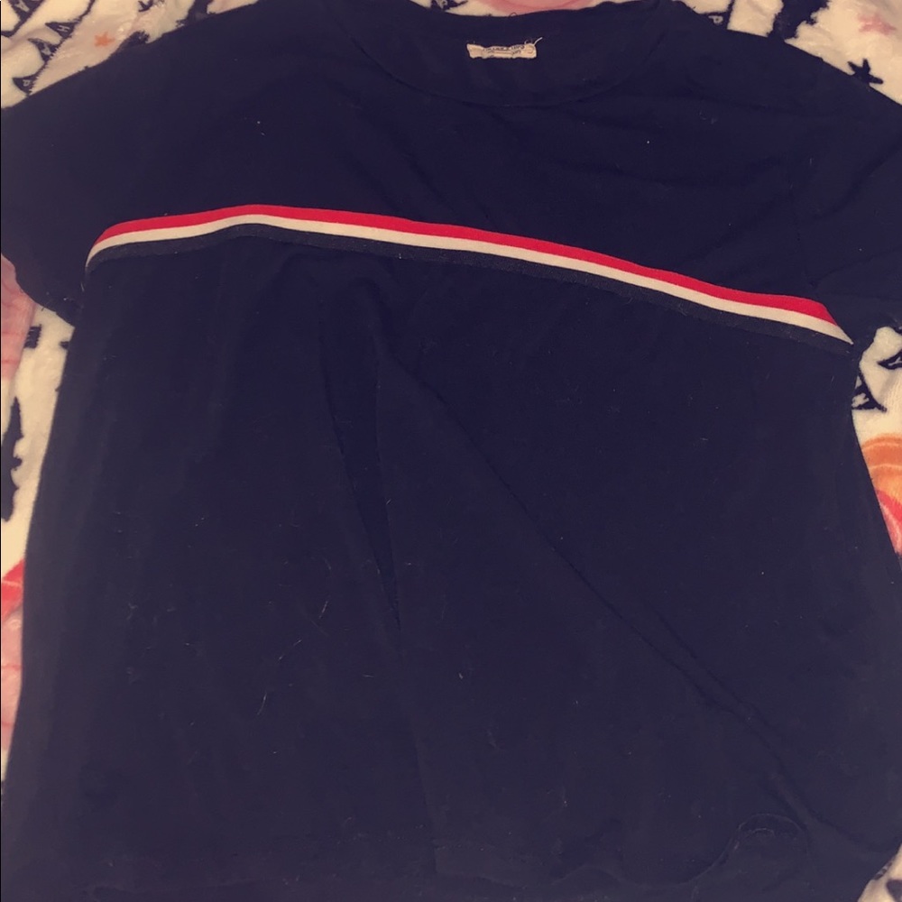 black t-shirt with stripe